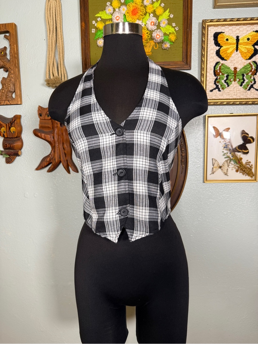 2000s Y2K Wet Seal Plaid Cropped Vest Top